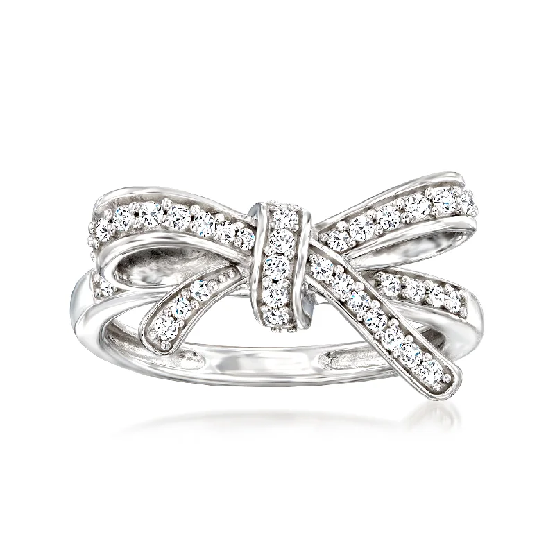 Ross-Simons Diamond Bow Ring in Sterling Silver