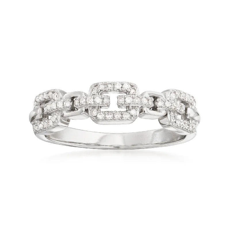 Ross-Simons Diamond Link Ring in Sterling Silver