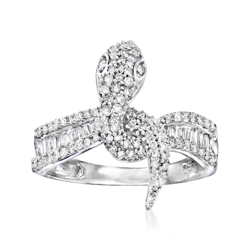 Ross-Simons Diamond Snake Ring in 14kt White Gold