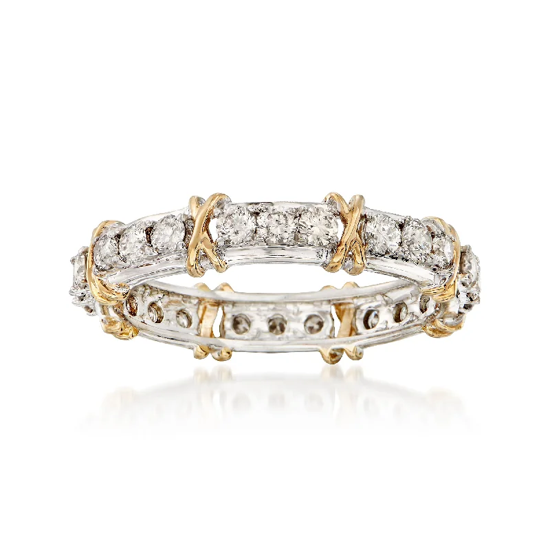 Ross-Simons Diamond X Eternity Band in Sterling and 14kt Gold