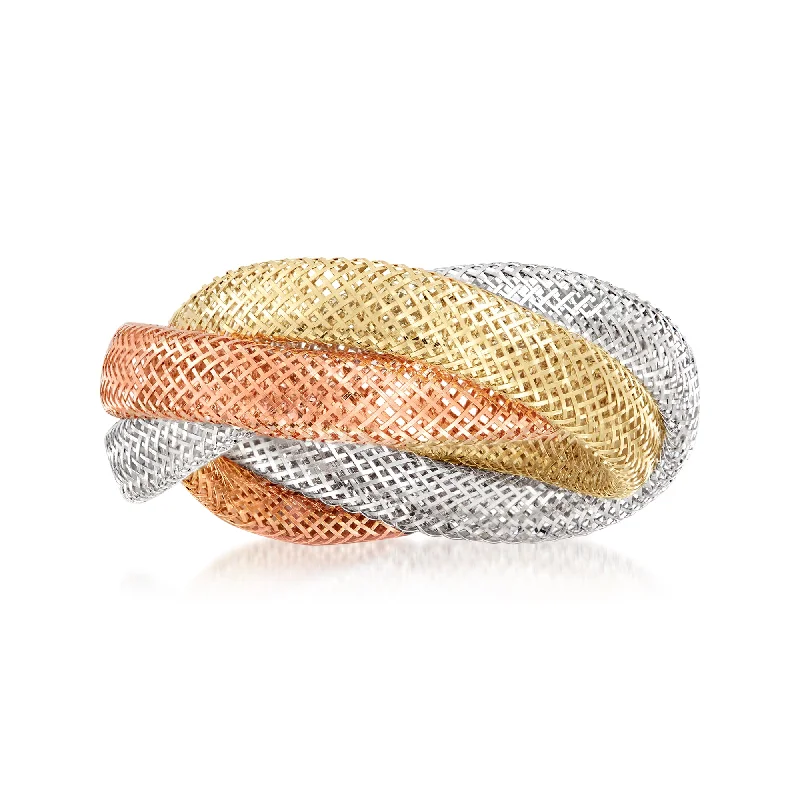 Ross-Simons Italian 14kt Tri-Colored Gold Mesh Ring