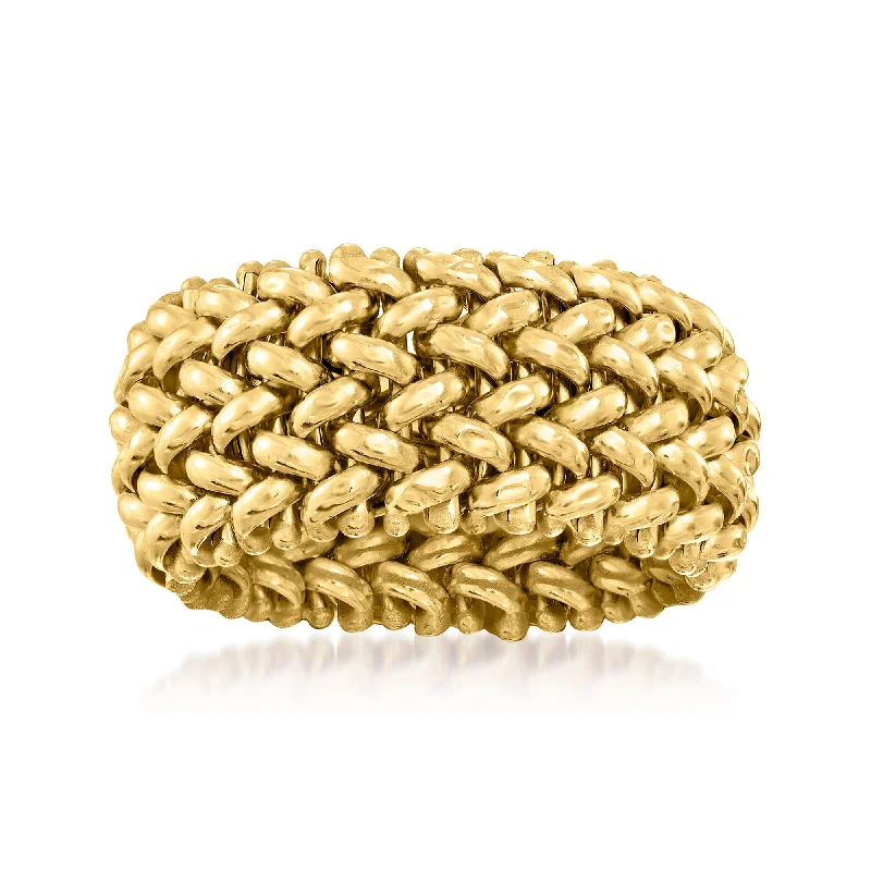 Ross-Simons Italian 14kt Yellow Gold Beaded Mesh Ring