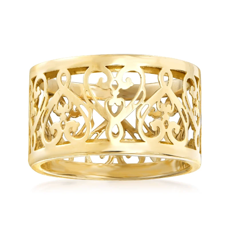 Ross-Simons Italian 14kt Yellow Gold Filigree Heart Ring