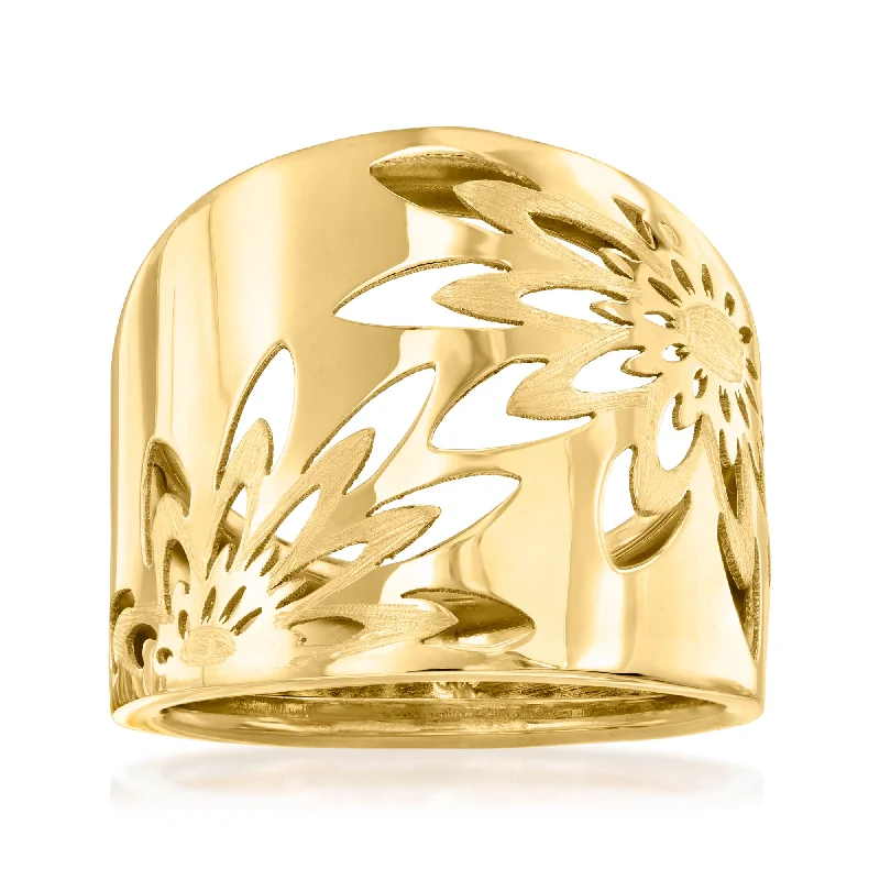 Ross-Simons Italian 14kt Yellow Gold Openwork Floral Ring