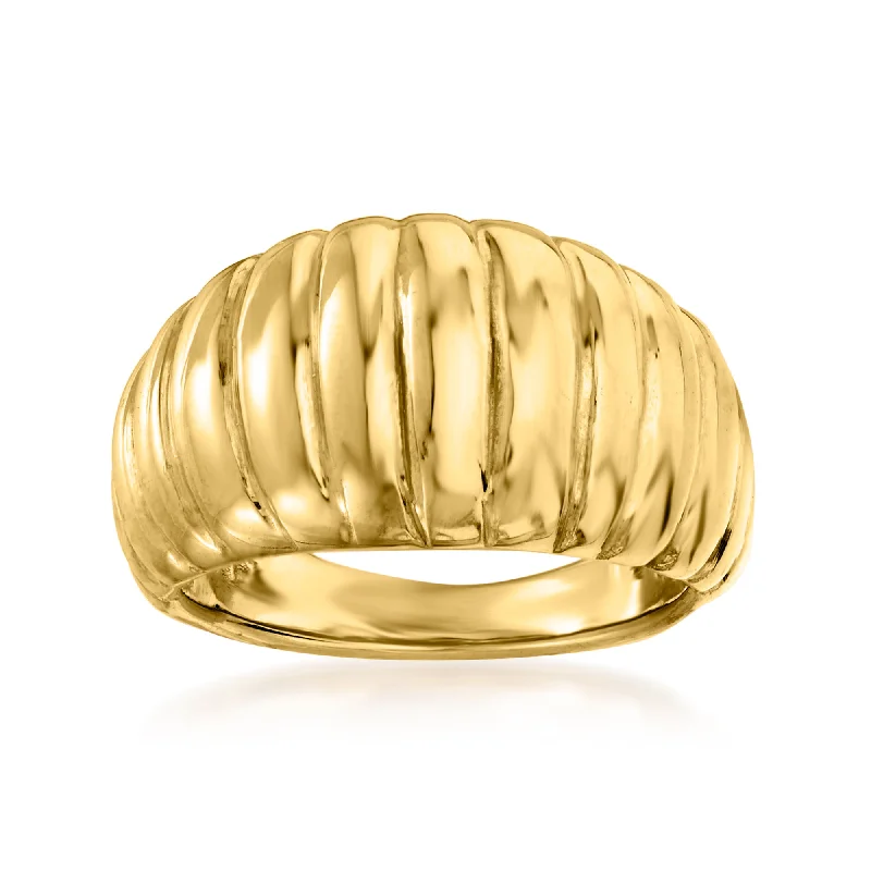 Ross-Simons Italian 18kt Yellow Gold Electroform Ribbed Dome Ring