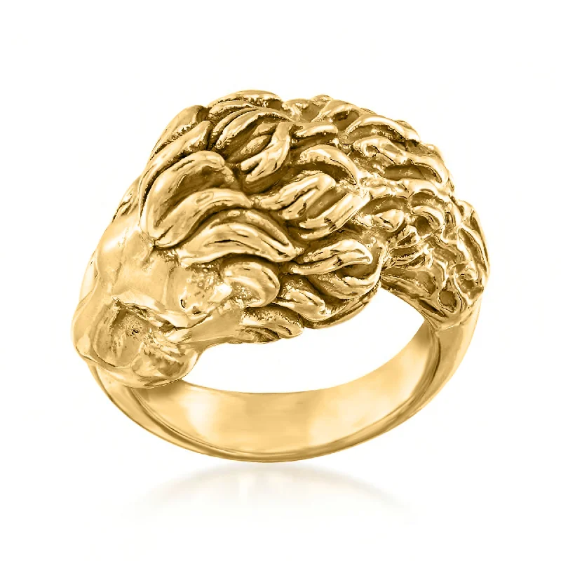 Ross-Simons Italian 18kt Yellow Gold Lion Head Ring