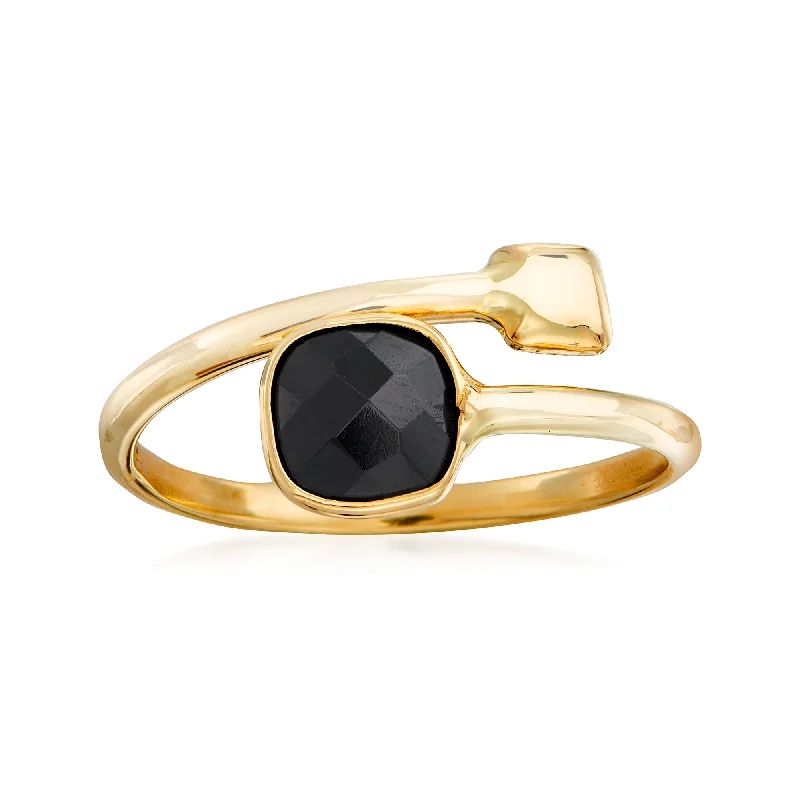 Ross-Simons Italian Onyx Bypass Ring in 14kt Yellow Gold