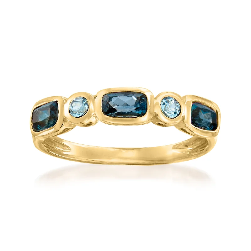 Ross-Simons London and Sky Blue Topaz Ring in 14kt Yellow Gold