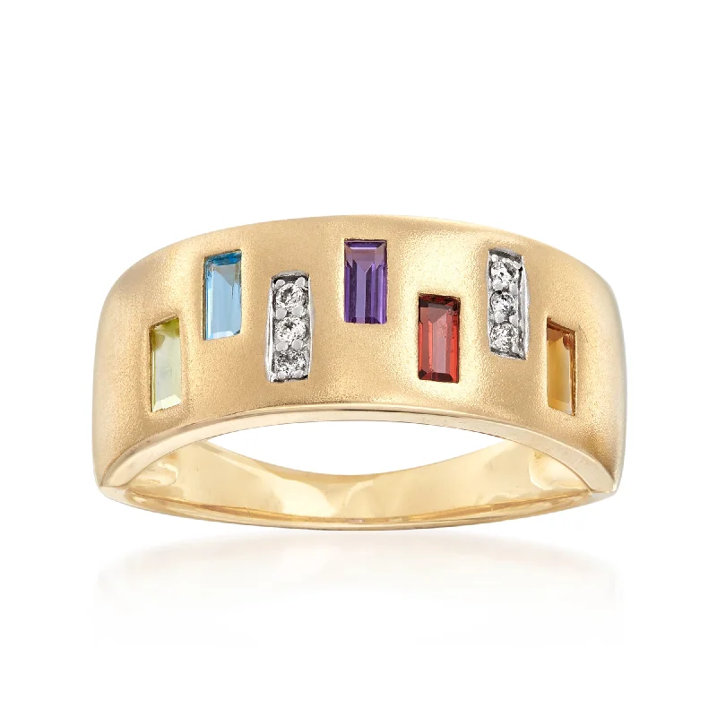 Ross-Simons Multi-Gem Ring With Diamond Accents in 14kt Yellow Gold