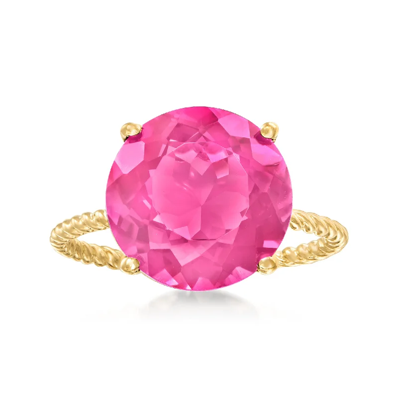 Ross-Simons Pink Topaz Twist Rope Ring in 14kt Yellow Gold