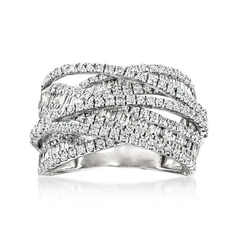 Ross-Simons Round and Baguette Diamond Highway Ring in 14kt White Gold