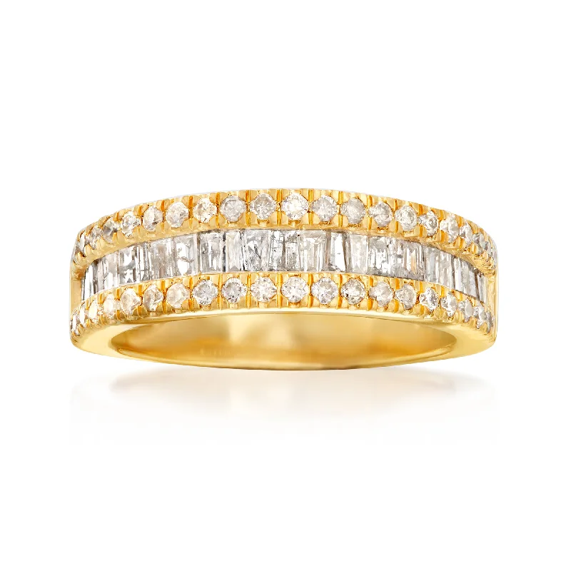 Ross-Simons Round and Baguette Diamond Ring in 18kt Gold Over Sterling