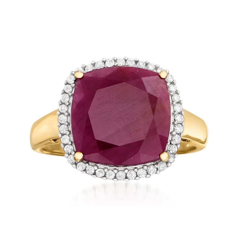 Ross-Simons Ruby and . Diamond Ring in 14kt Yellow Gold