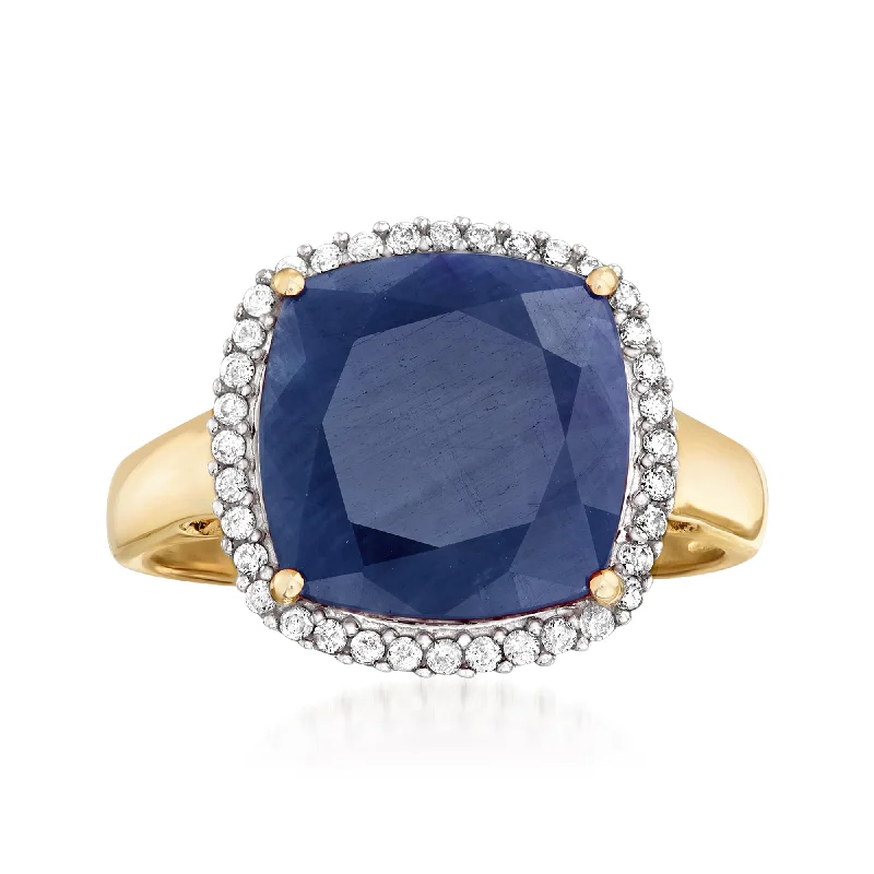 Ross-Simons Sapphire and . Diamond Ring in 14kt Yellow Gold