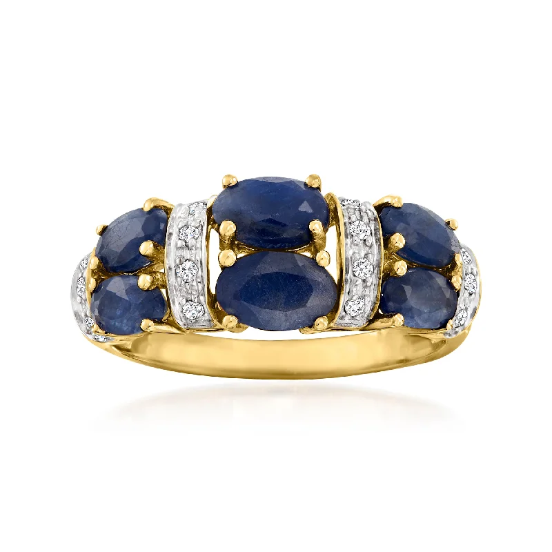 Ross-Simons Sapphire Ring With Diamond Accents in 14kt Yellow Gold