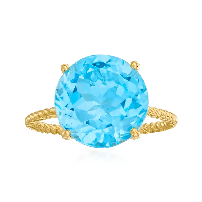 Ross-Simons Sky Blue Topaz Twist Rope Ring in 14kt Yellow Gold