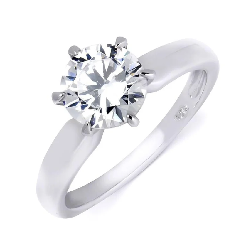 Sterling Silver 1.0 CT Brilliant Solitaire Cubic Zirconia Bridal Ring