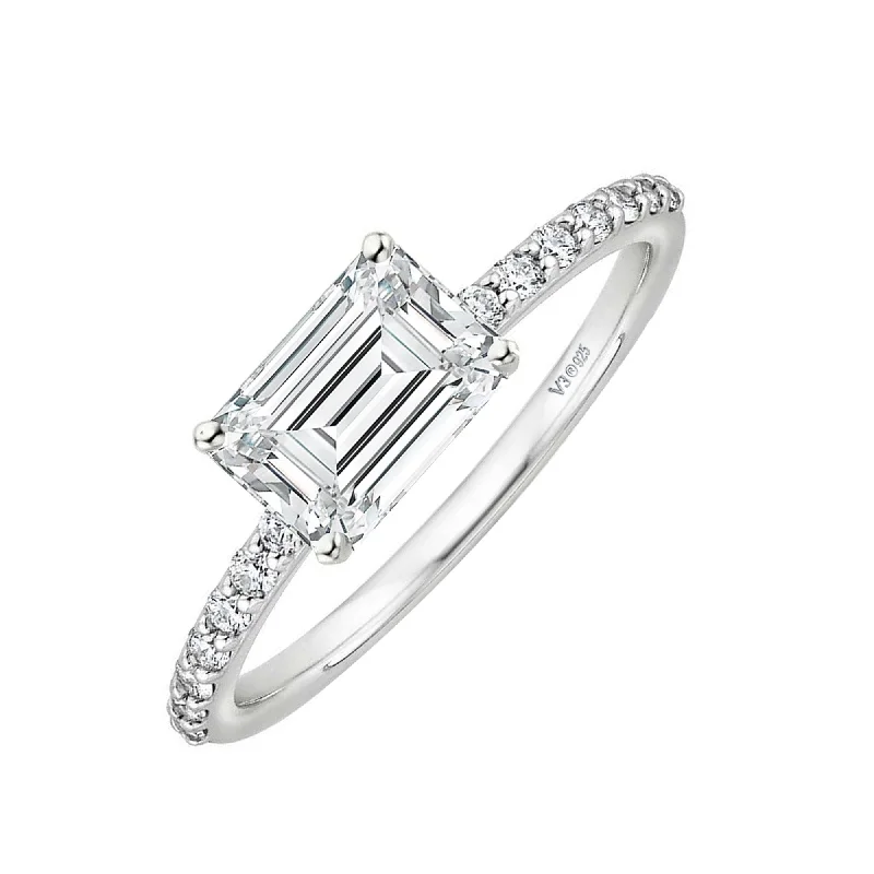 Sterling Silver 2.00CT Lab Grown Diamond Engagement Ring