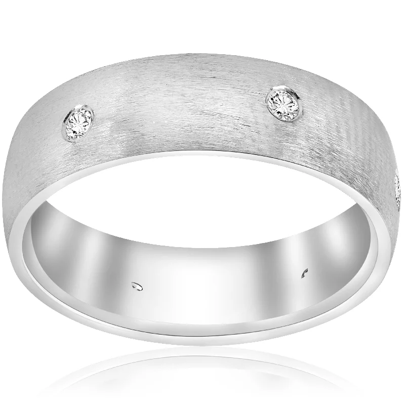 White Gold Diamond Brushed Wedding Ring