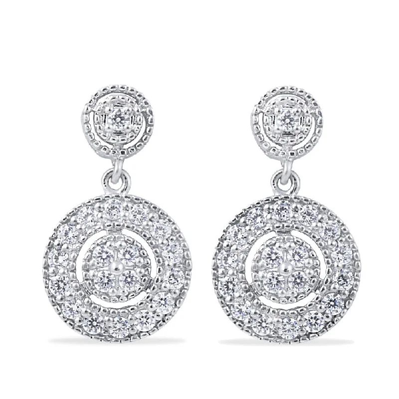 10k White Gold 1/2ct TDW Diamond Dangle Earrings