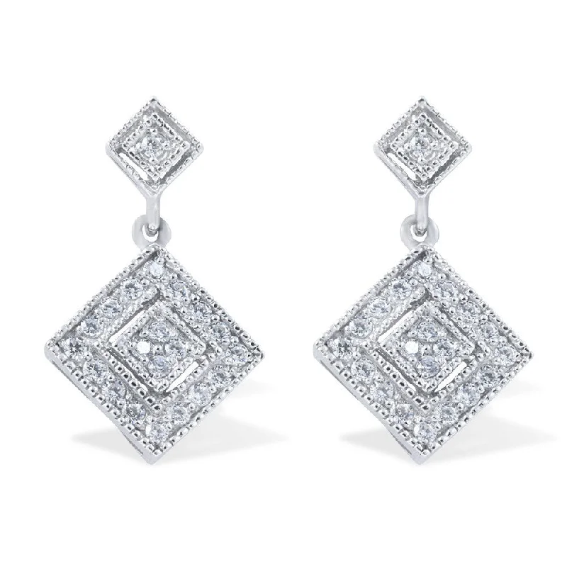 10k White Gold 1/2ct TDW Diamond Vintage Earrings