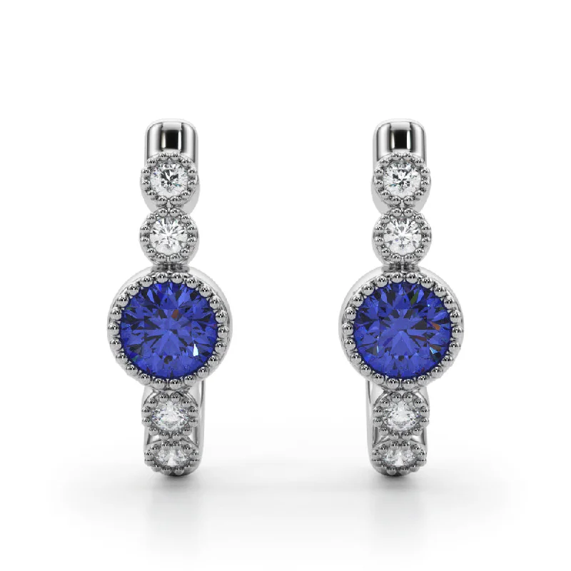 14K Sapphire Diamond Earring