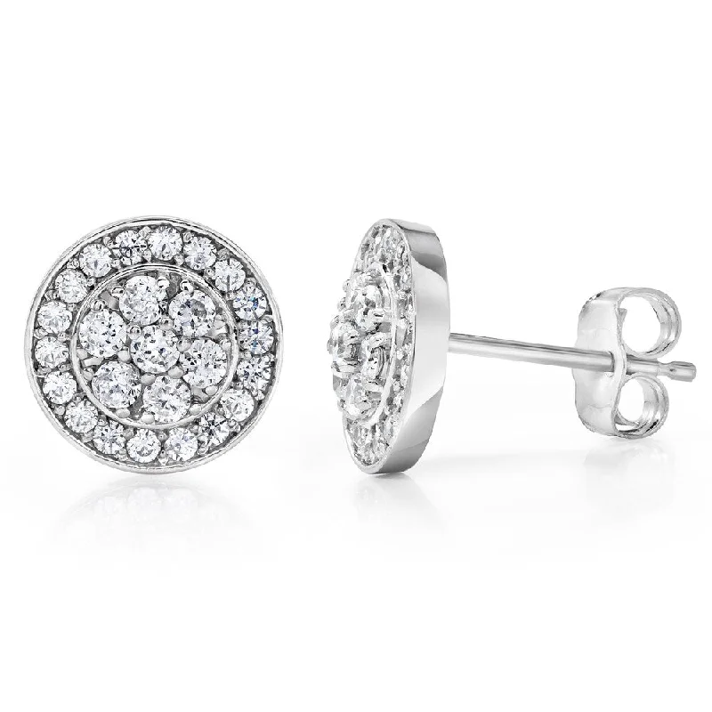 14k White Gold 1/2 TDW Diamond Composite Earrings