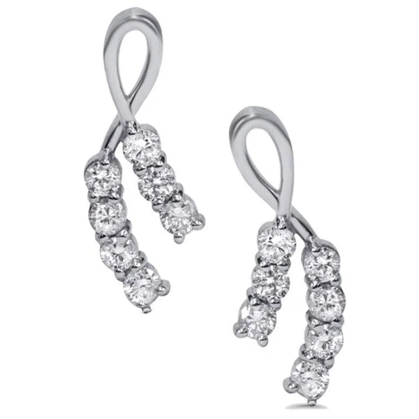 14k White Gold 1/2ct TDW Ribbon Shaped Diamond Earrings I-J, I2-I3)