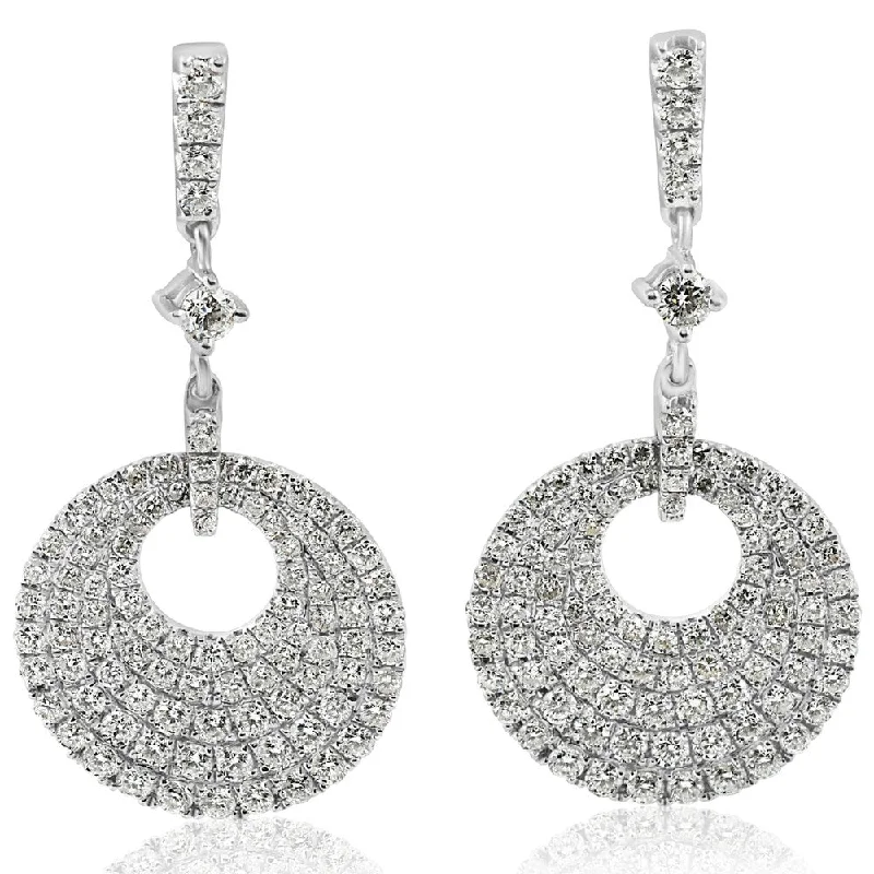 18K White Gold 1 3/8 ct TDW Vintage Dangle Diamond Earrings 1" (E-F,VS1-VS2)