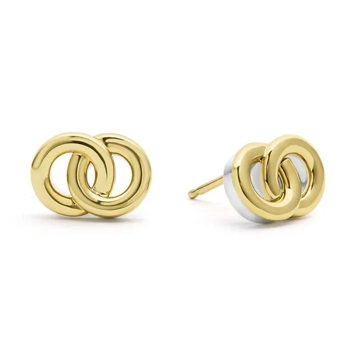 LAGOS Two-Tone Interlocking Stud Earrings in Sterling Silver and 18K Yellow Gold