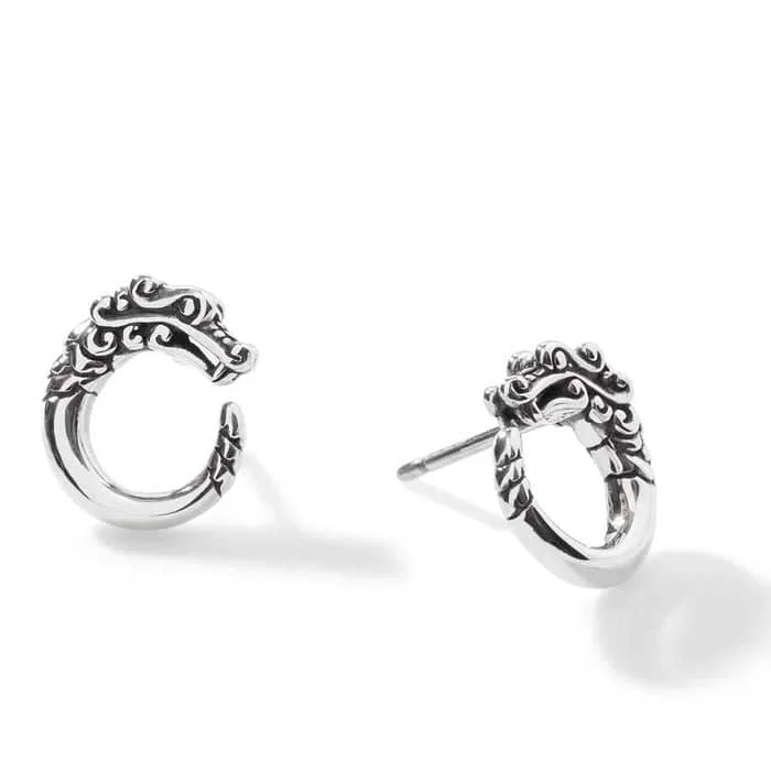 John Hardy Legends Naga Round Stud Earrings in Sterling Silver