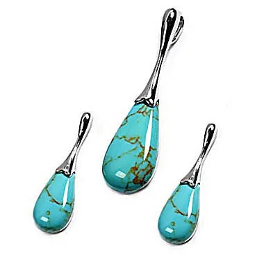 Aiyanna: Turquoise Teardrop Pendant & Earrings Set 925 Silver