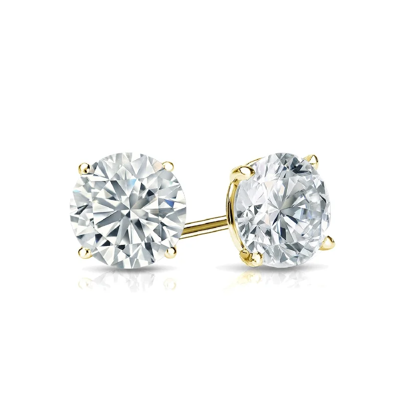 Auriya 14k Gold Lab Grown Round Diamond Stud Earrings 0.50 to 5.00 ct. tw. 4-Prong Martini Screw-Back (F-G VS)