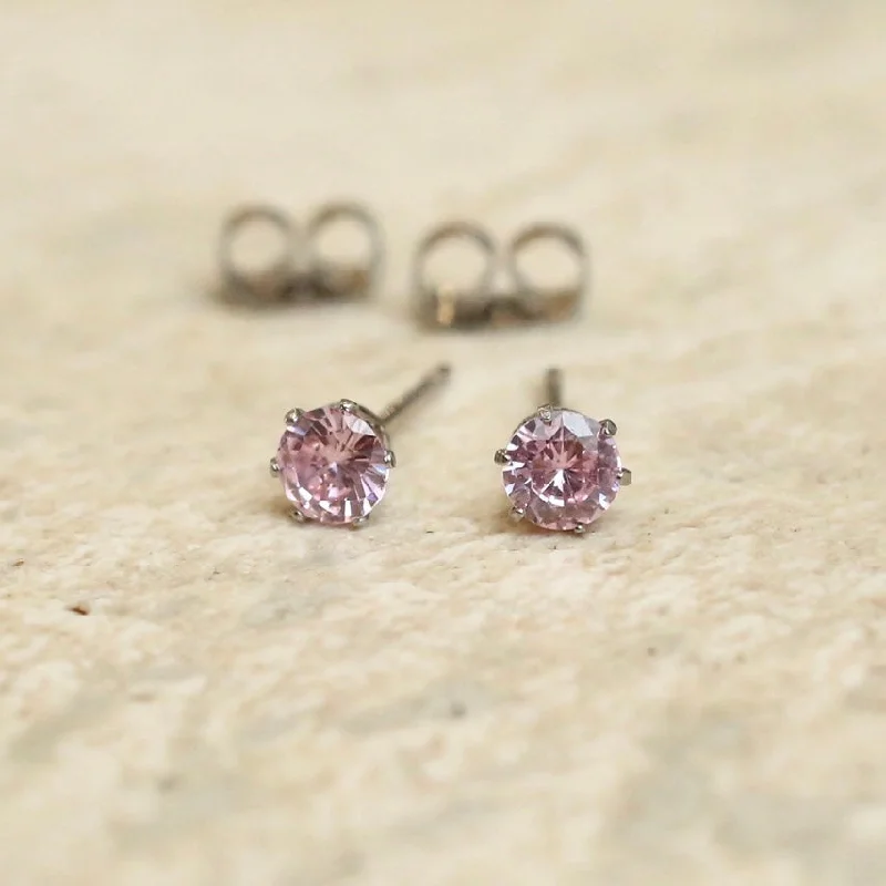 Pink, Black Crystal Studs