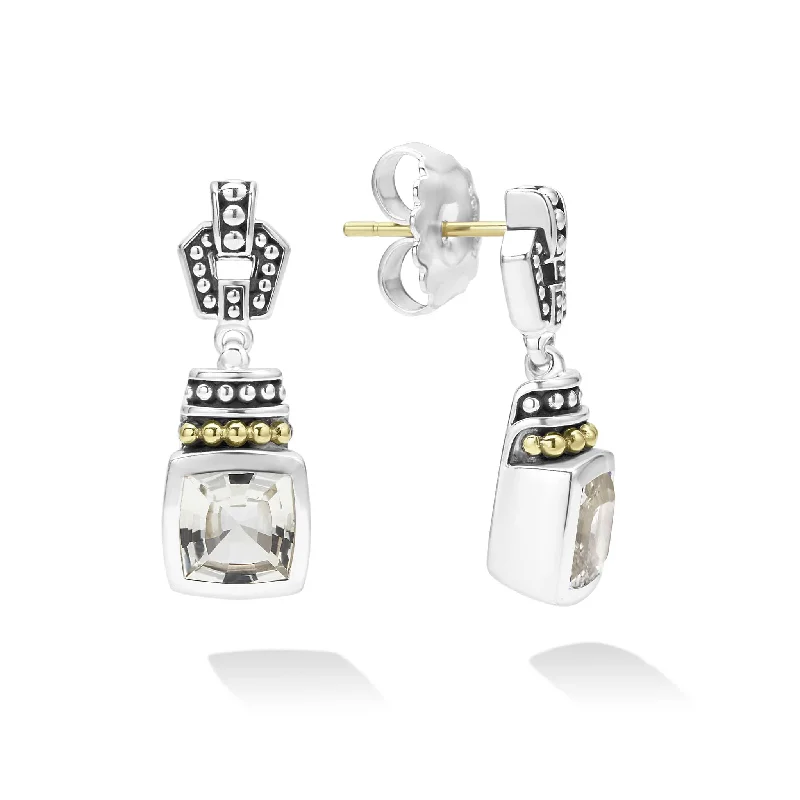 Caviar Color White Topaz Drop Earrings