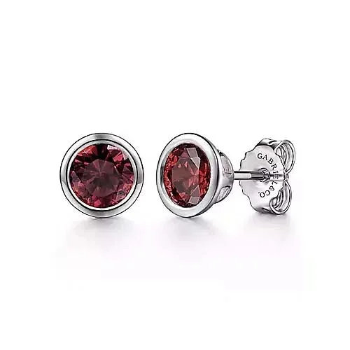 Gabriel & Co. Garnet Stud Earrings in Sterling Silver