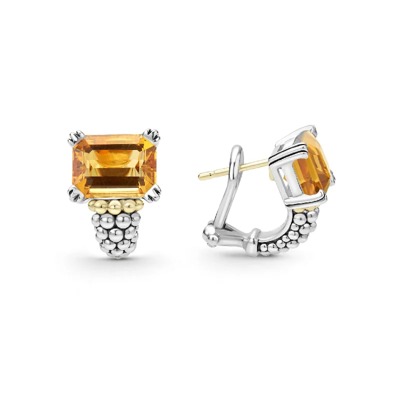 Glacier Large Citrine Huggie Earrings