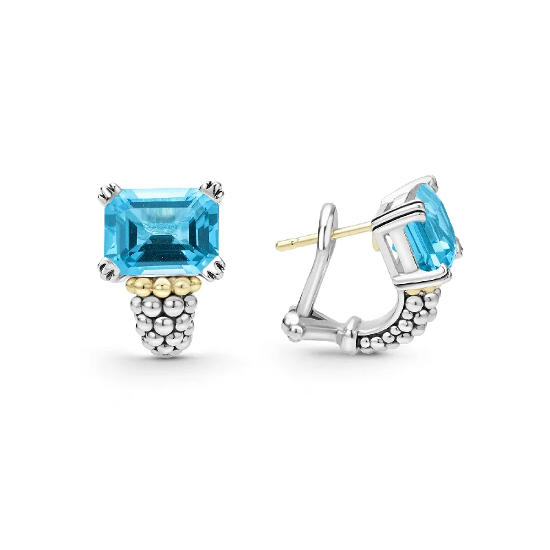 Glacier Large Swiss Blue Topaz Huggie Earrings