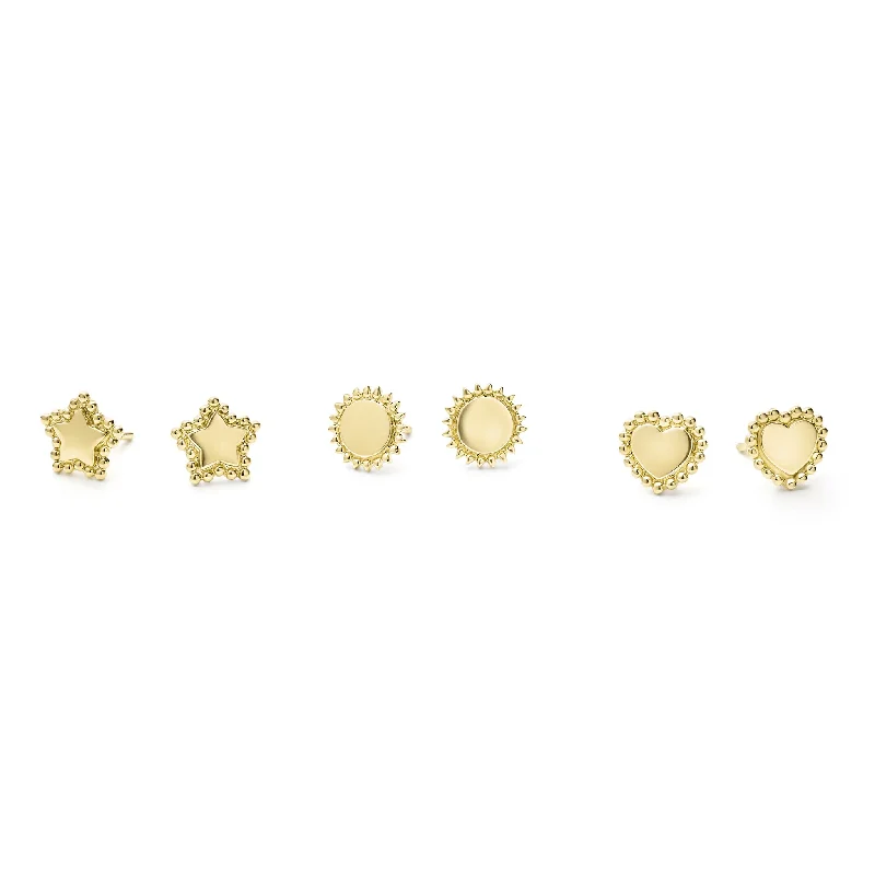 KSL 18K Gold Stud Earring Gift Set