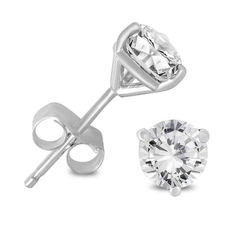 Marquee 14K White Gold 3/4ct TDW Certified Martini Set Round Diamond Solitaire Earrings (K-L, I2-I3)