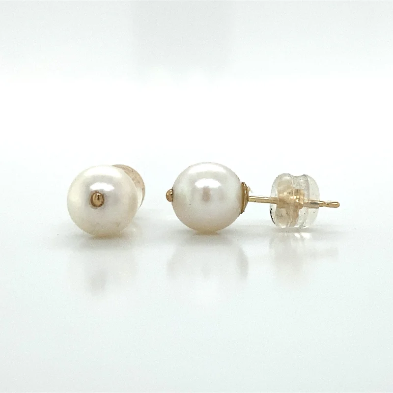 Pearl Stud Earrings in 14K Yellow Gold