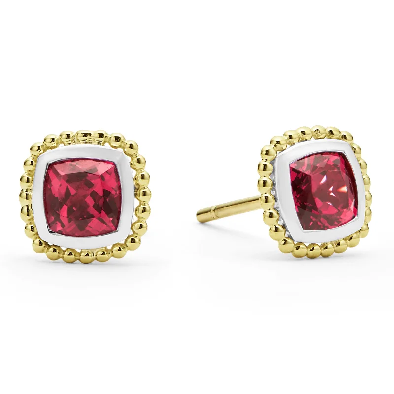 Rittenhouse Two-Tone Rhodolite Garnet Stud Earrings