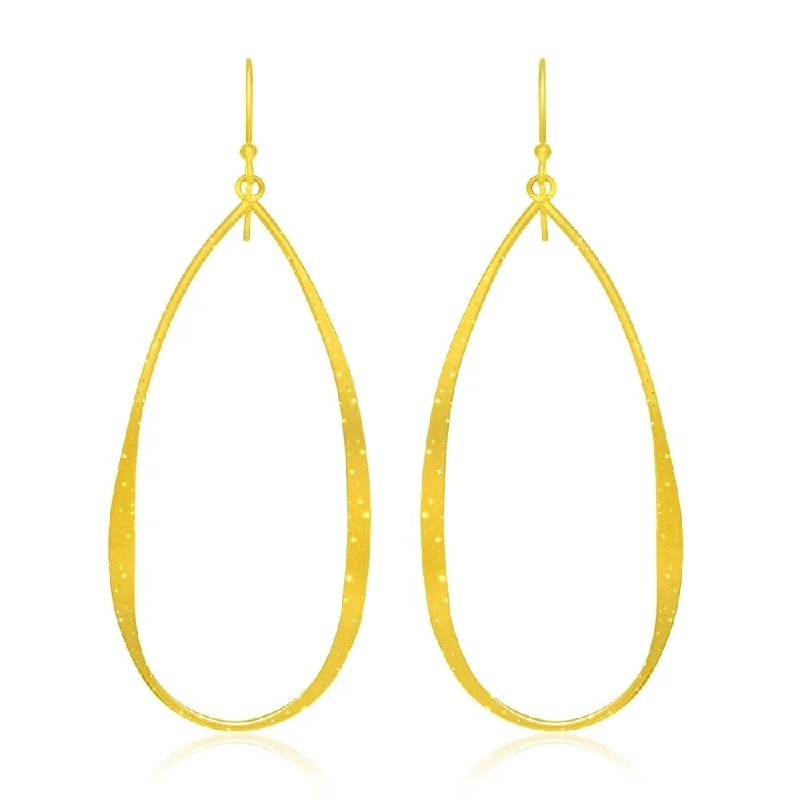 Sterling Silver Teardrop Shape Yellow Tone Stardust Dangling Earrings